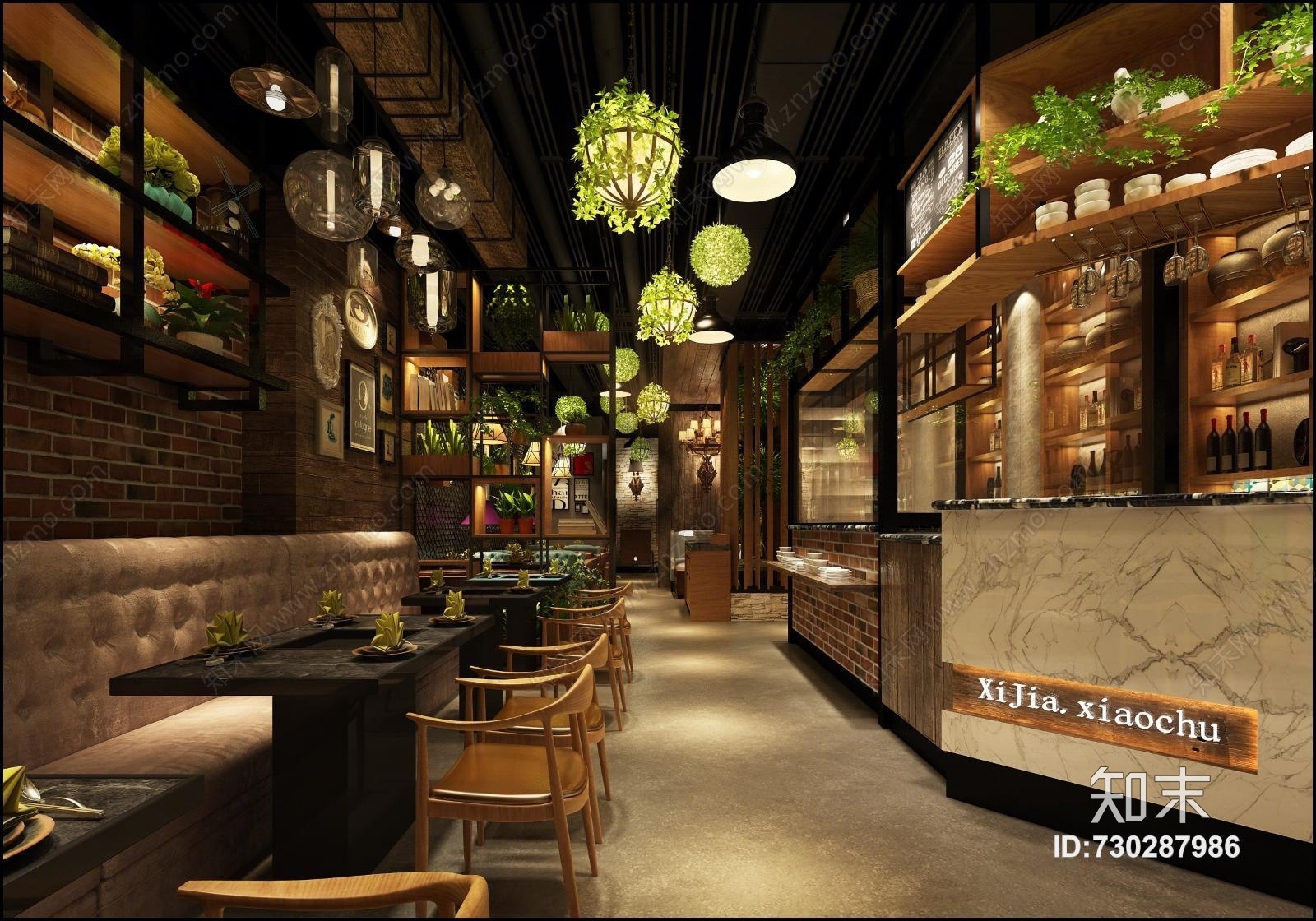 工业风西餐厅3D模型下载【ID:730287986】