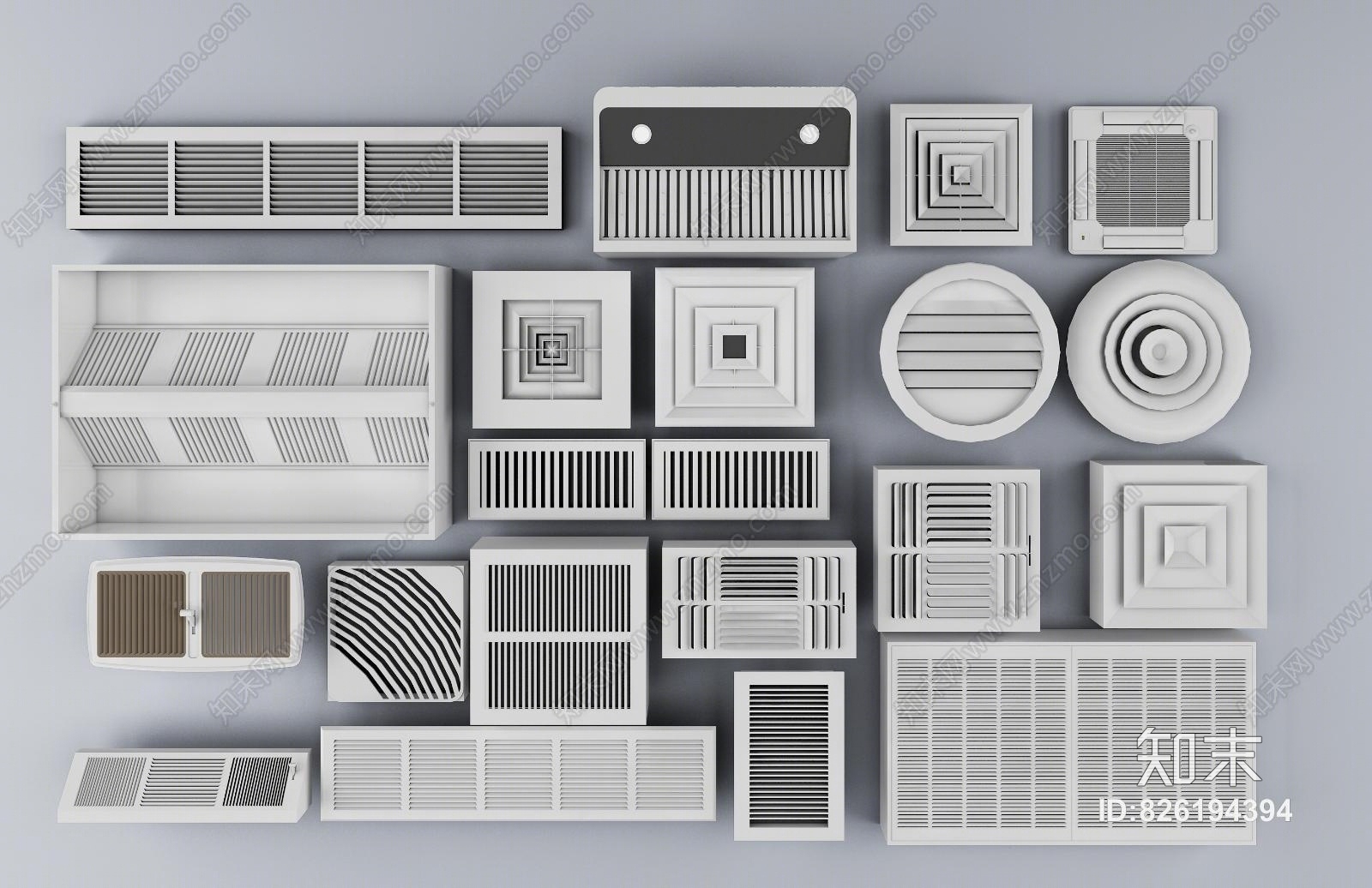 现代风口空调口组合模型3D模型下载【ID:826194394】