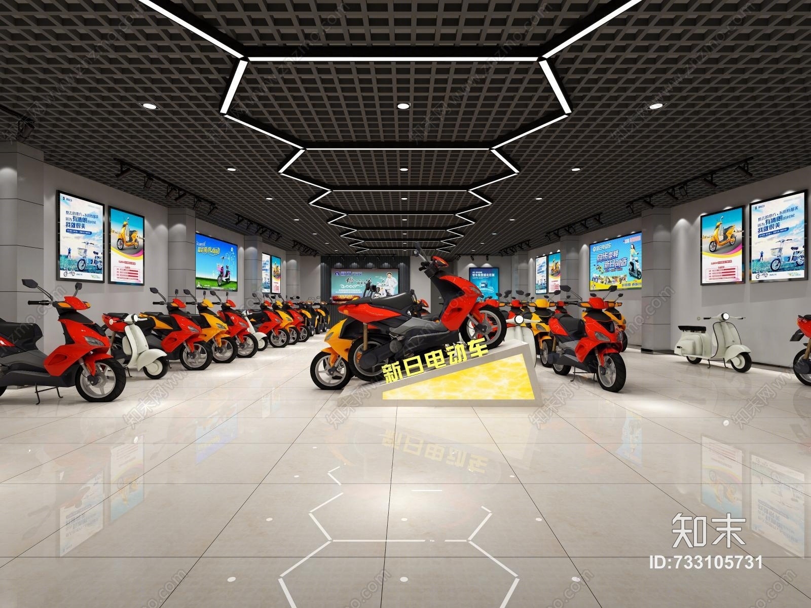 电动车门店电动车3D模型下载【ID:733105731】