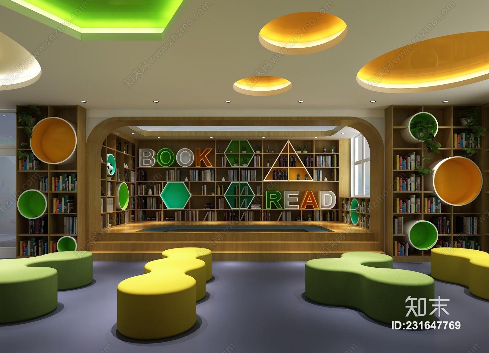 现代图书馆3D模型下载【ID:231647769】