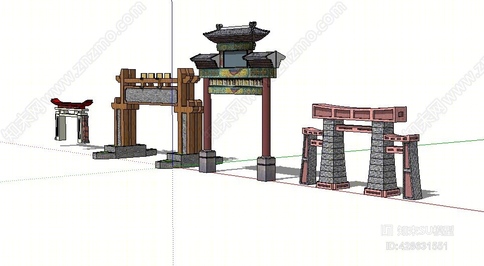 门牌坊SU模型下载【ID:428631551】