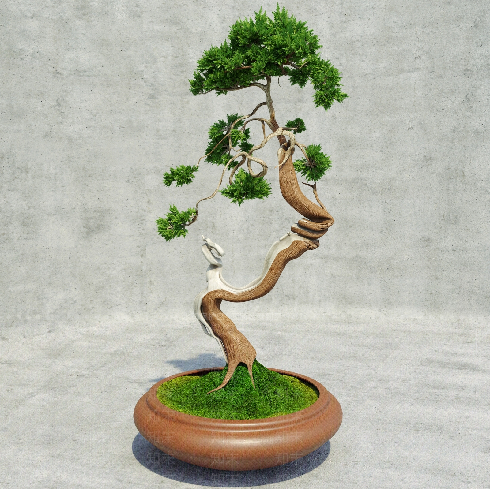 新中式盆栽盆景松树3D模型下载【ID:333491824】