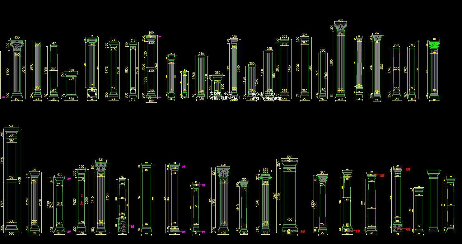 罗马柱CAD施工图下载【ID:132858817】