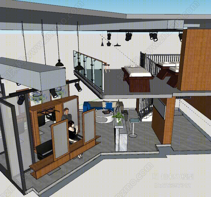 现代工业风简约理发店SU模型下载【ID:526397312】