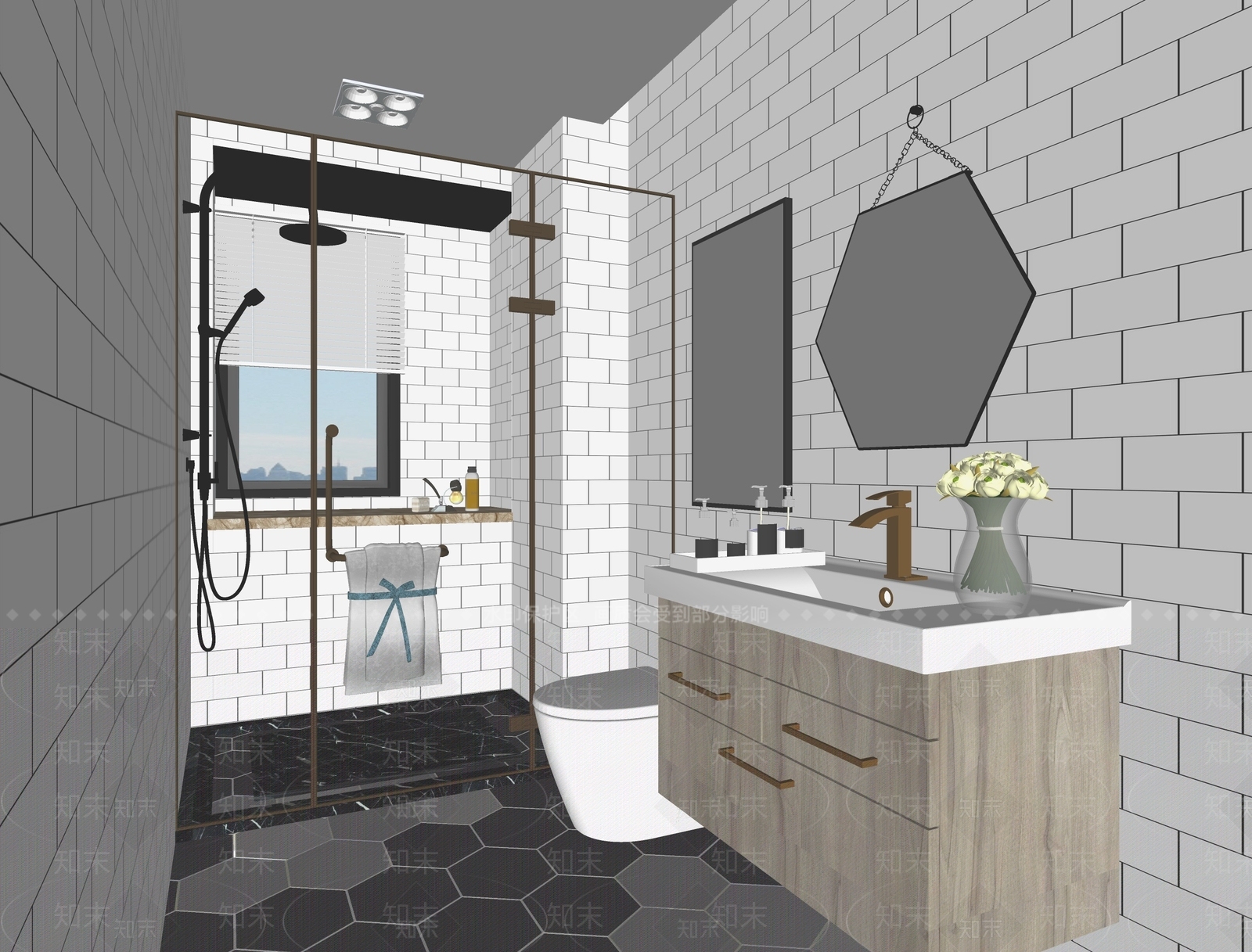 现代北欧卫生间su模型下载【id:333911455】