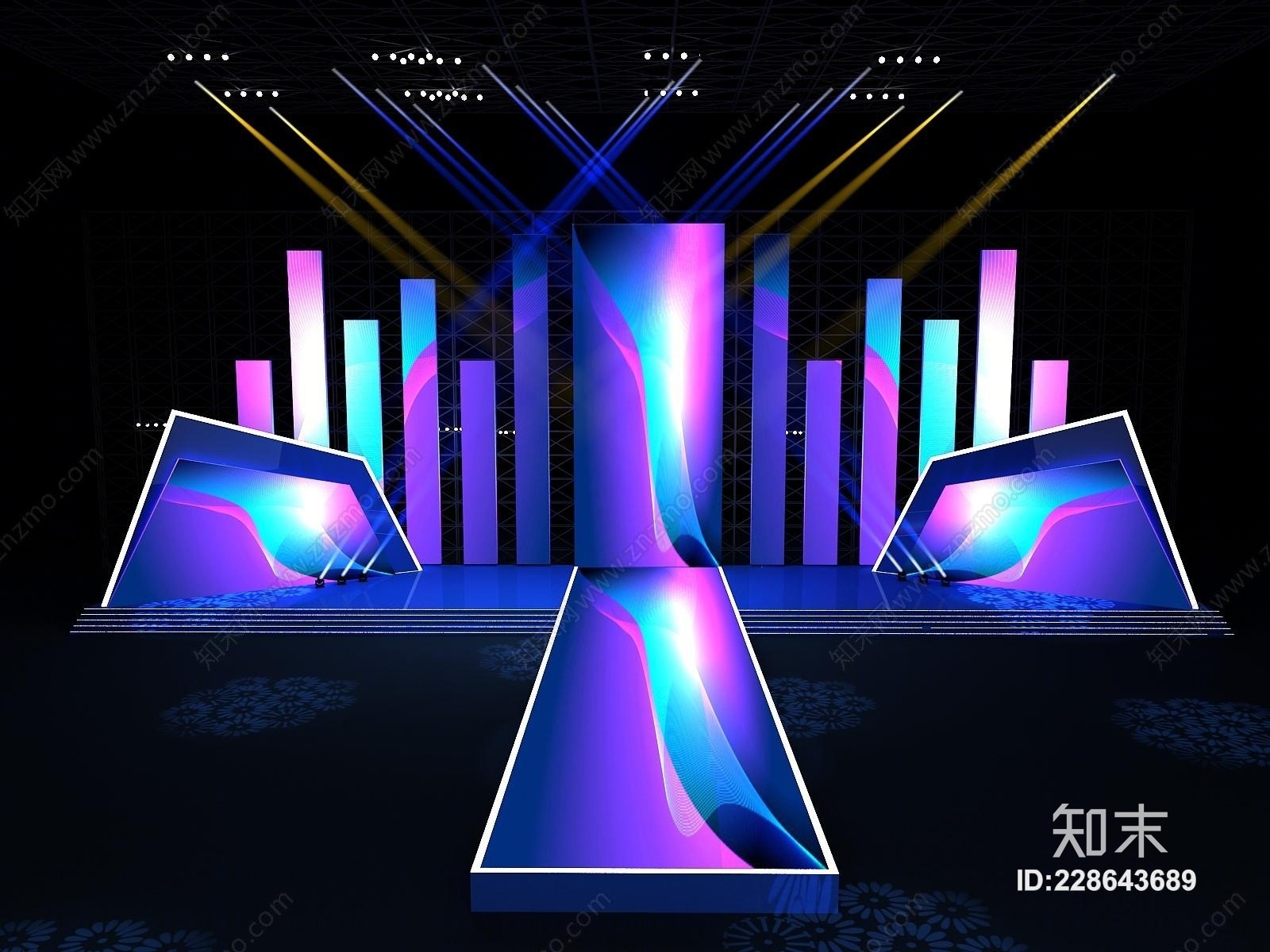 现代舞台舞美灯光设计3D模型下载【ID:228643689】