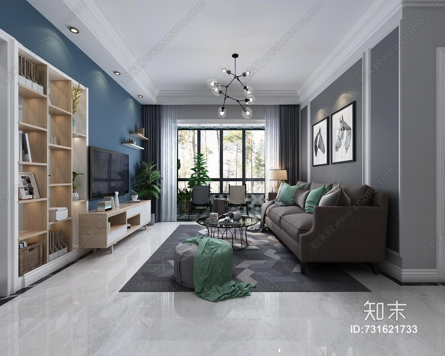 现代客餐厅整体模型3D模型下载【ID:731621733】