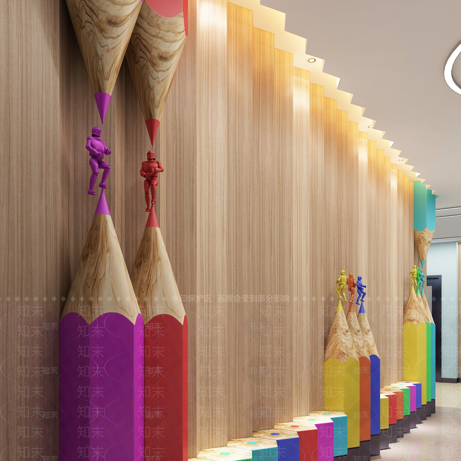 现代铅笔雕塑3D模型下载【ID:334690836】