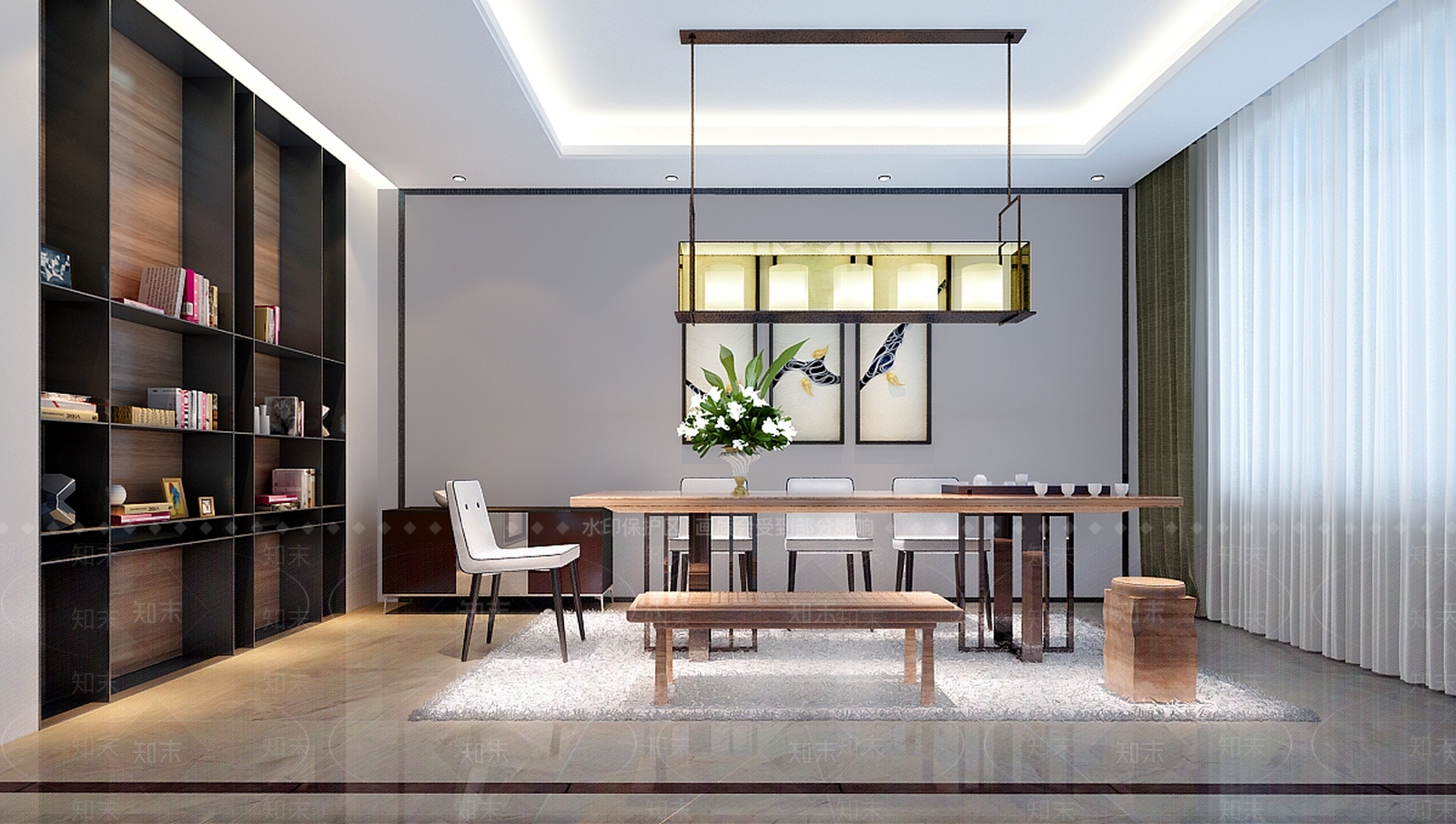 新中式客厅模型3D模型下载【ID:833070115】