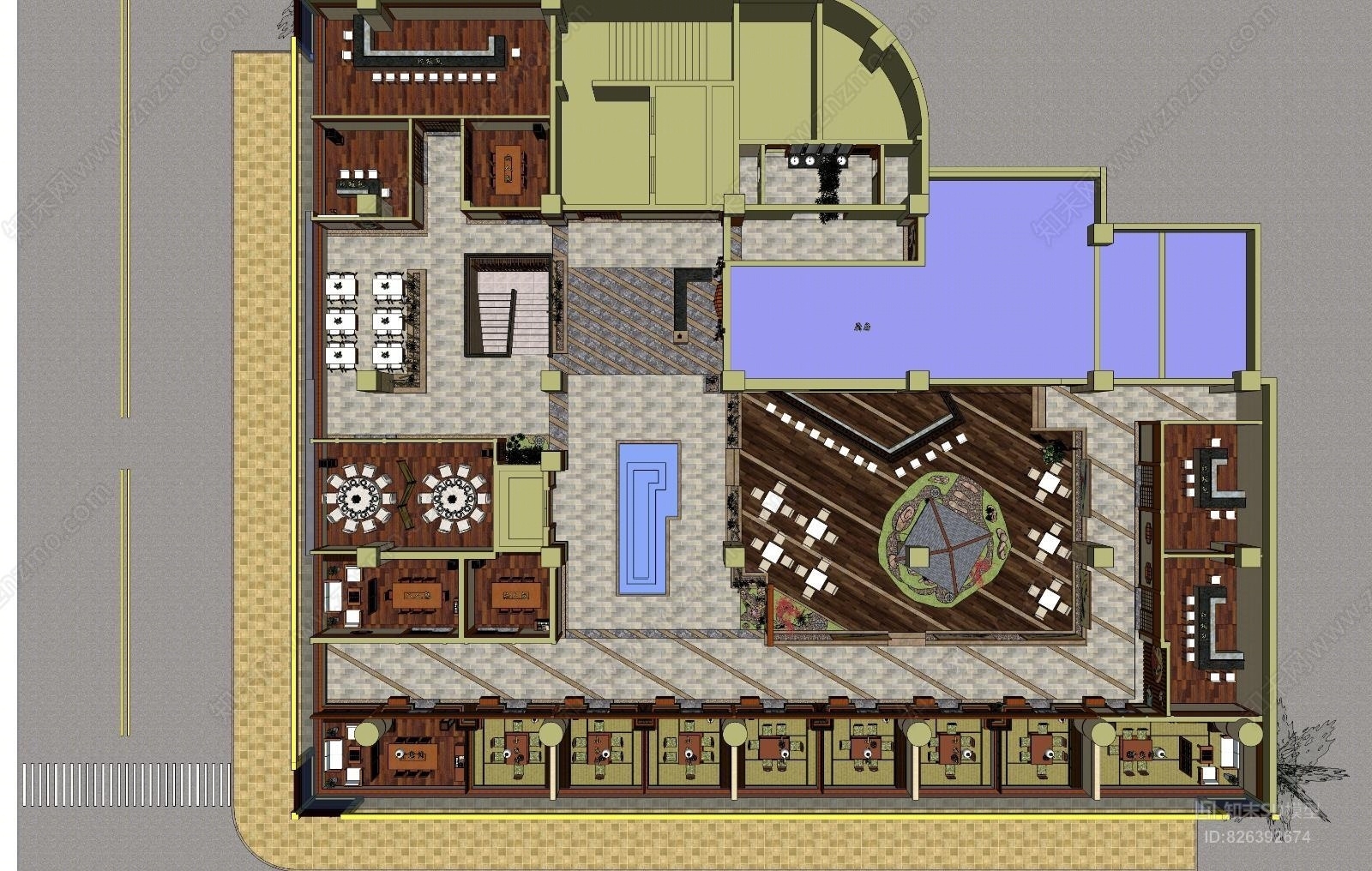 超精细日式餐厅SU模型下载【ID:826392674】