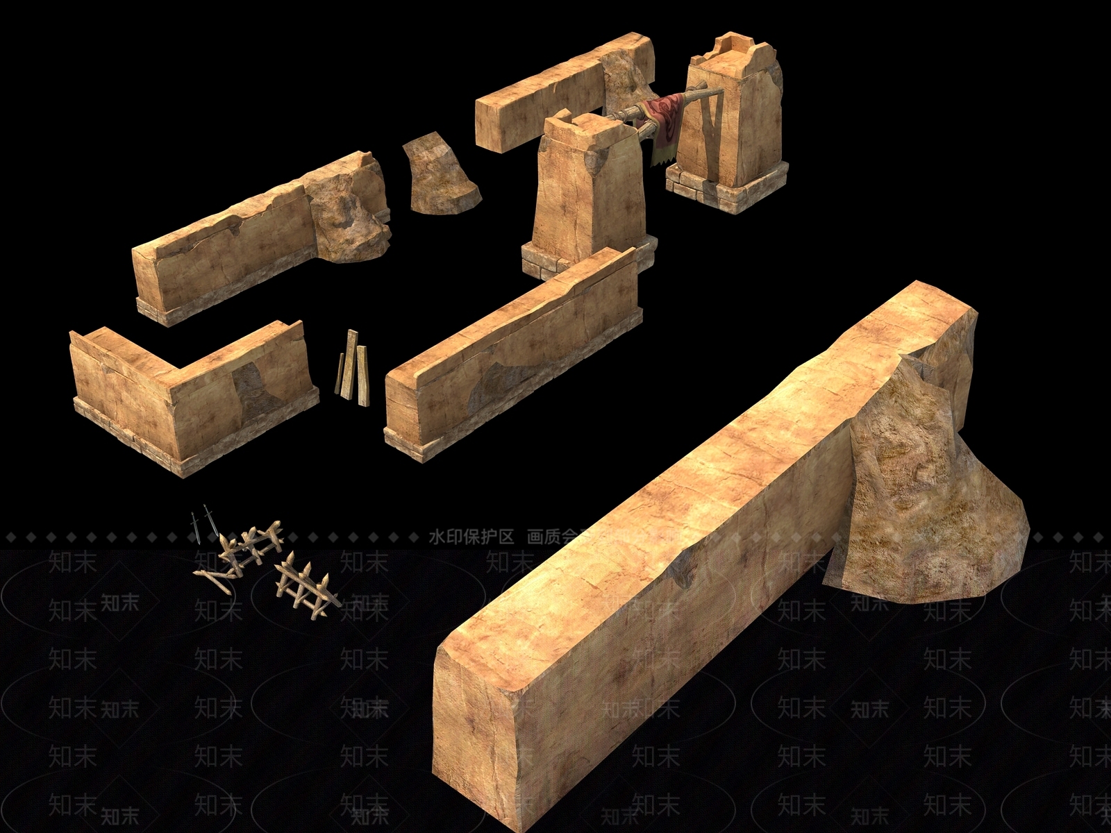 现代泥墙3D模型下载【ID:234803835】