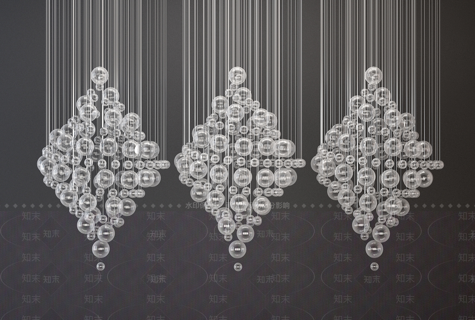 现代水晶吊灯3D模型下载【ID:234838529】
