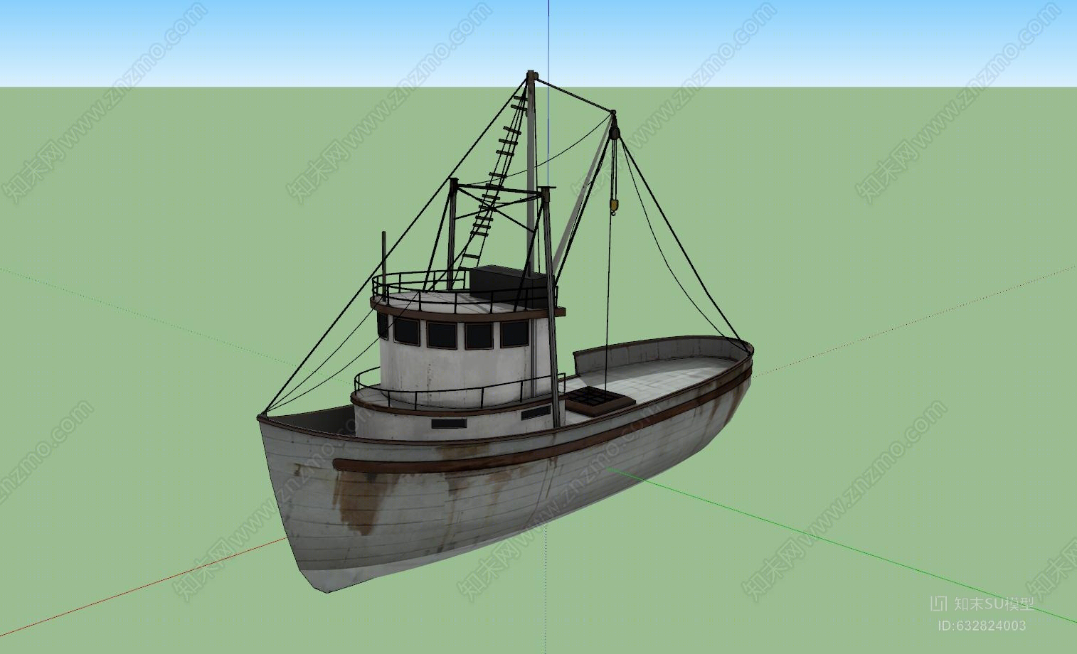 渔船货船草图大师模型船SU模型下载【ID:632824003】