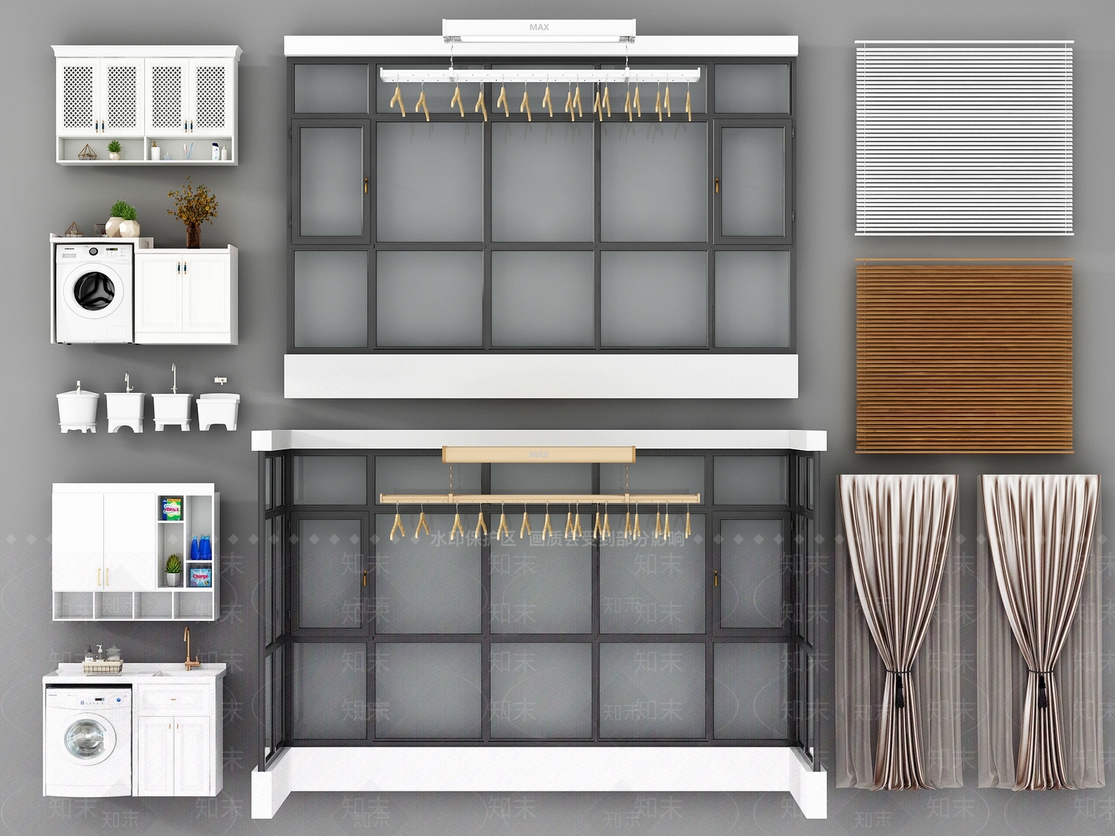 现代阳台落地窗3D模型下载【ID:932814796】