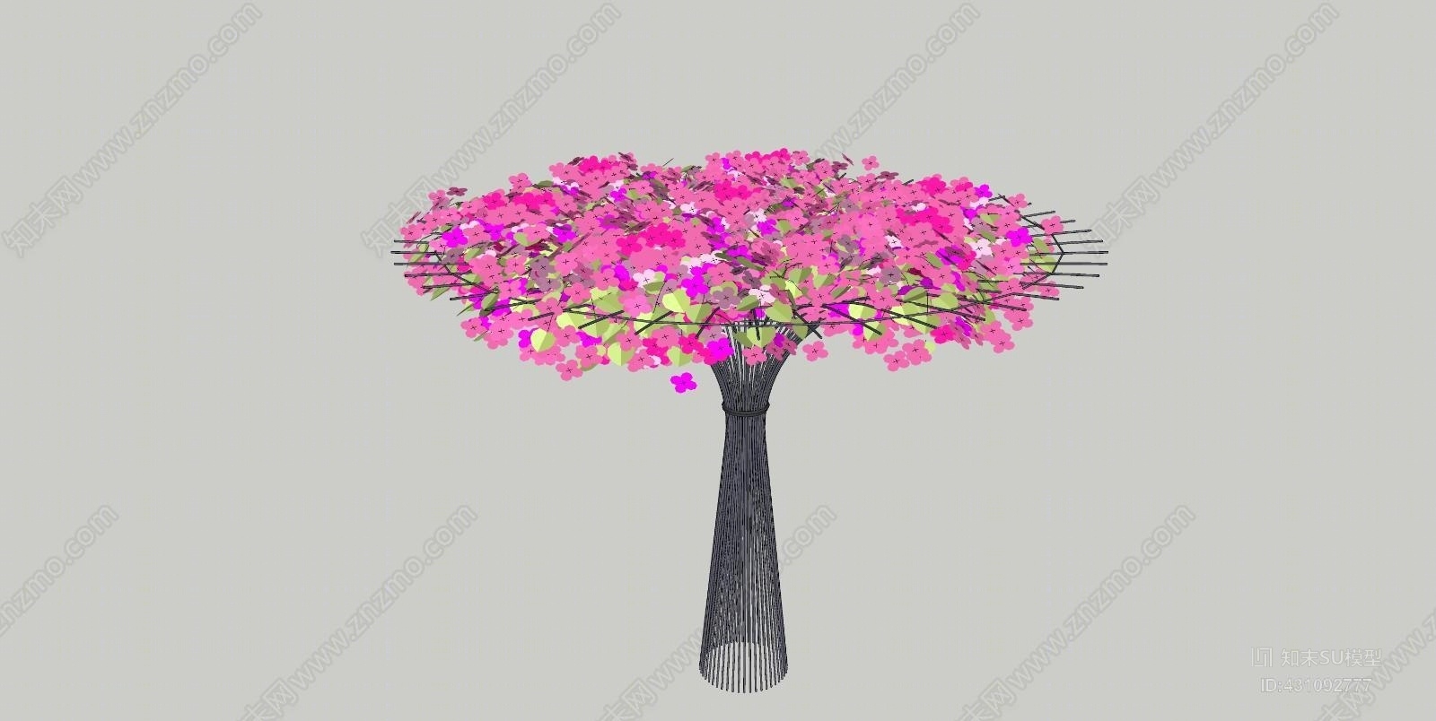 圆拱型铁艺花架廊架组合植物SU模型下载【ID:431092777】