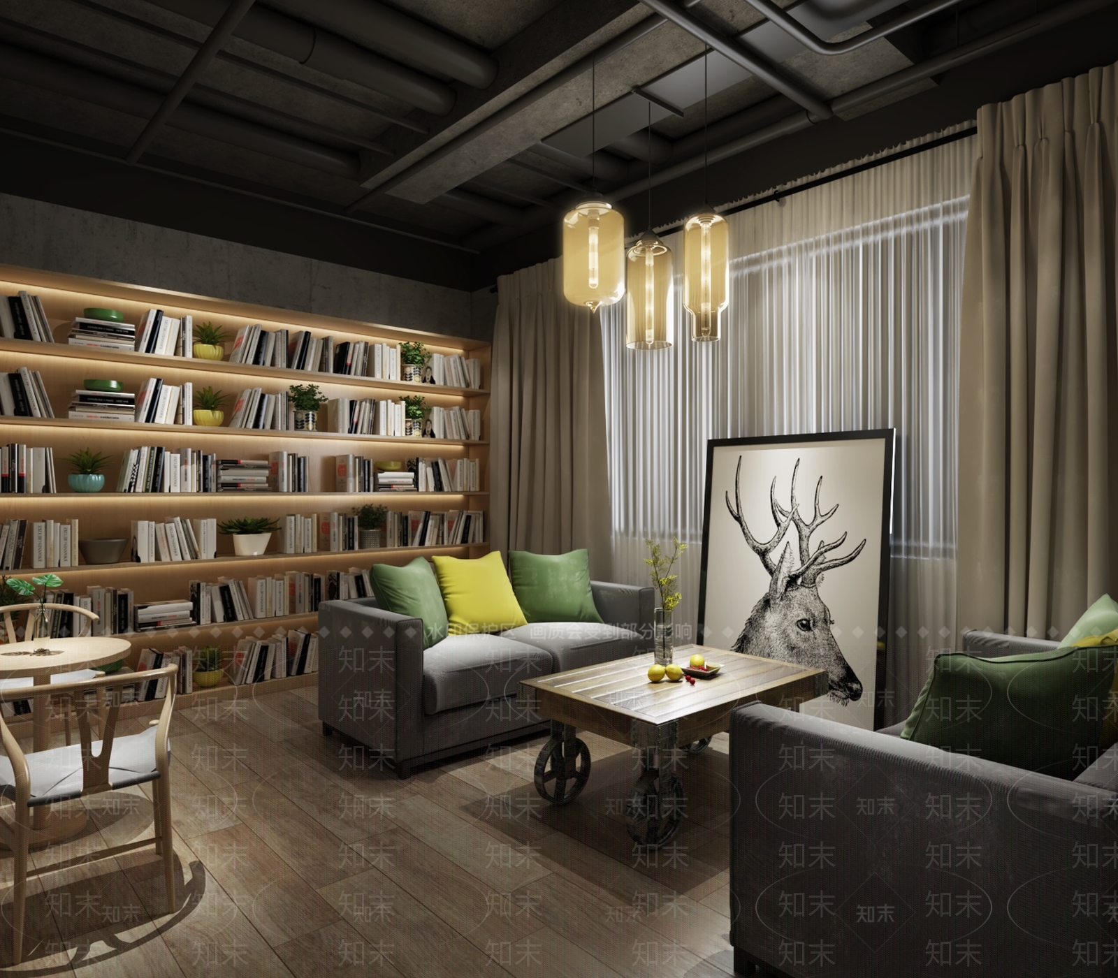 工业风书吧3D模型下载【ID:233203784】
