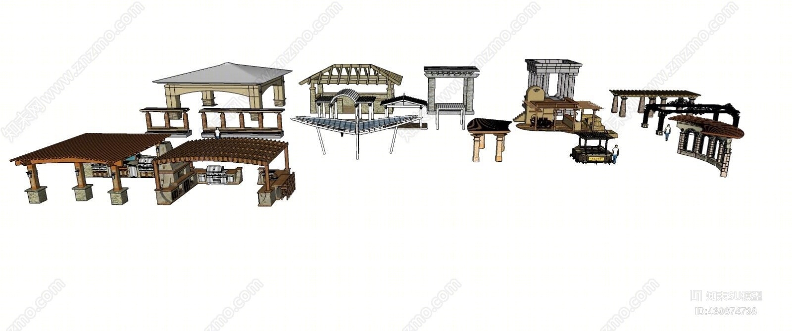 方形欧式精品廊架SU模型下载【ID:430674738】