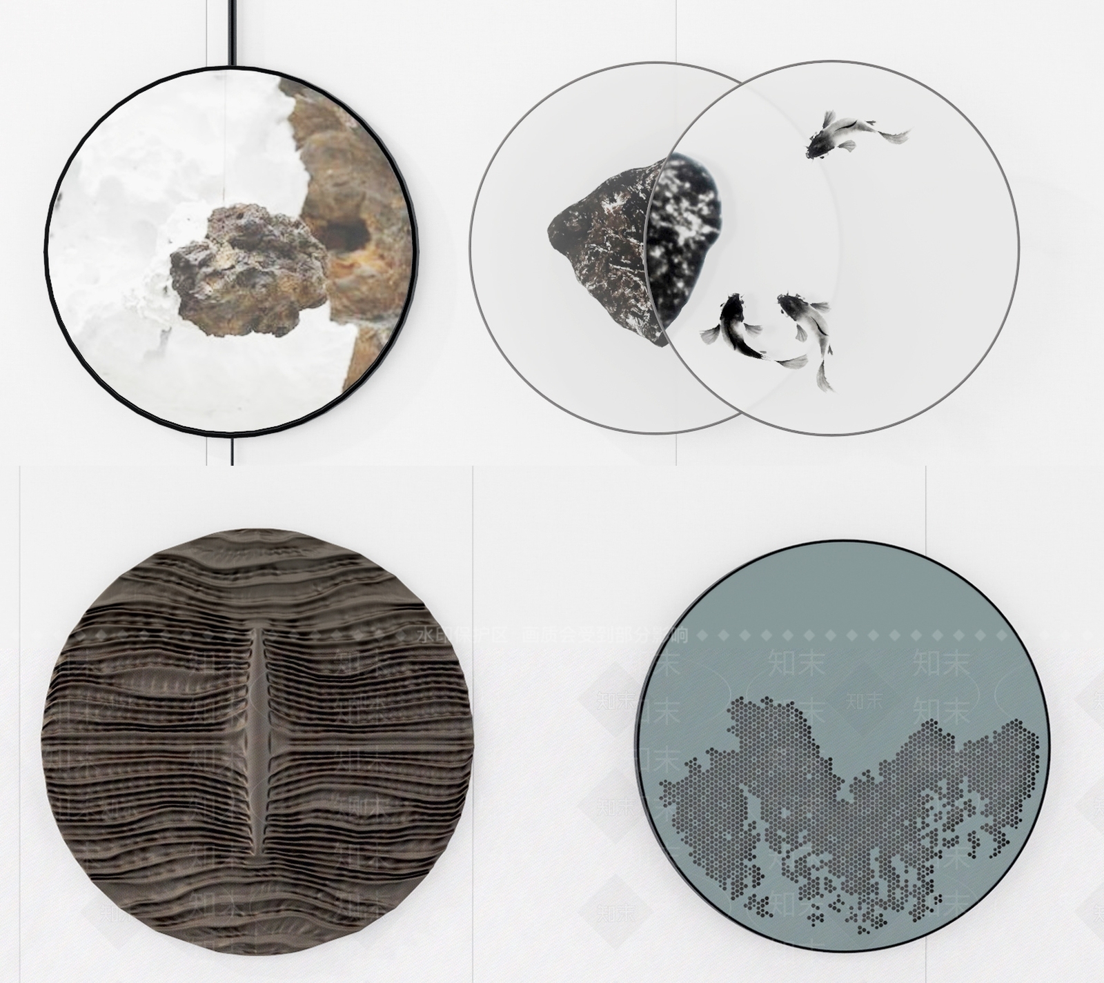 新中式墙面挂件装饰品3D模型下载【ID:132221026】