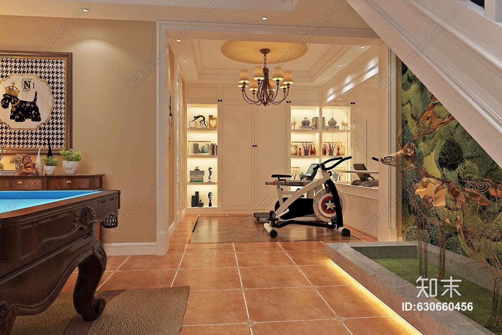 美式健身房3D模型下载【ID:630660456】