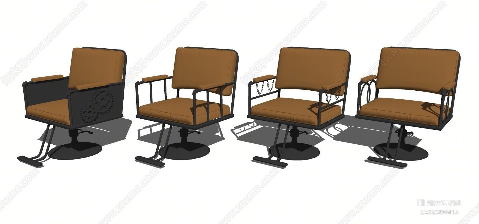 现代工业风理发店椅子组合SU模型下载【ID:926499415】