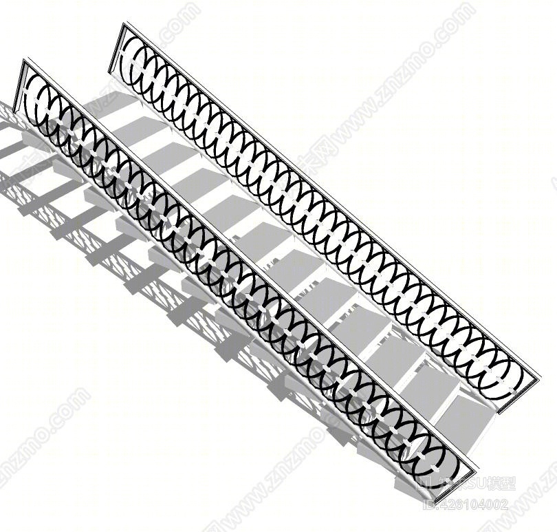 室内扶手楼梯SU模型下载【ID:426104002】
