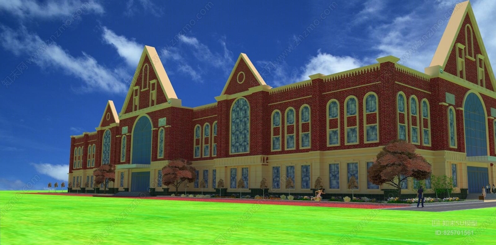 原创欧式建筑是绵竹天一校区实训大楼SU模型下载【ID:825701561】