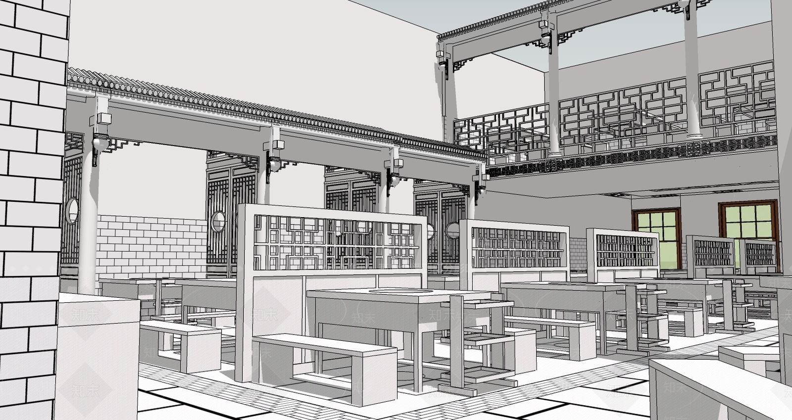 中式火锅店SU模型下载【ID:832333818】