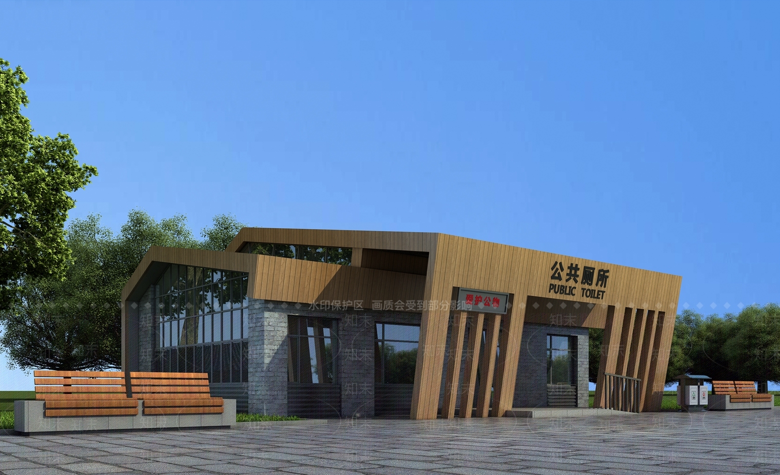 新中式景区公共生态厕所户外卫生间建筑3D模型下载【ID:835089400】