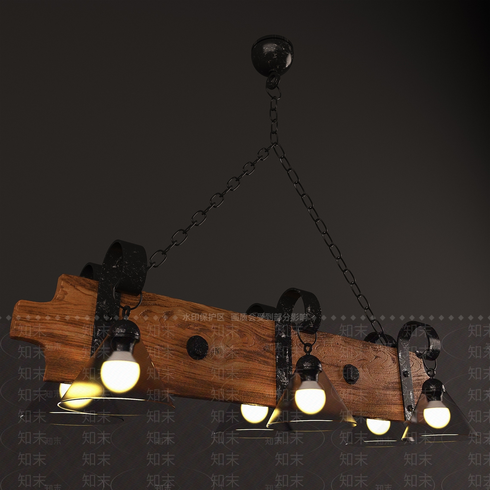 工业风loft风格吊灯3D模型下载【ID:534984847】