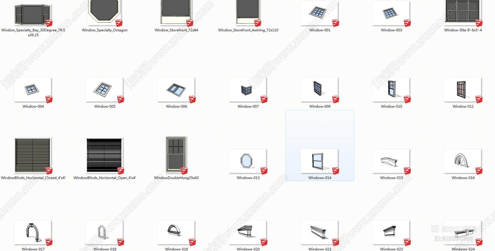 现代窗户组合SU模型下载【ID:926390386】