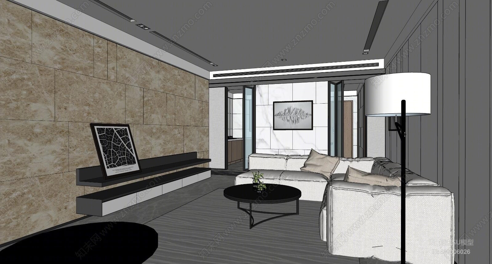 现代轻奢样板房家具办公室SU模型下载【ID:430006026】