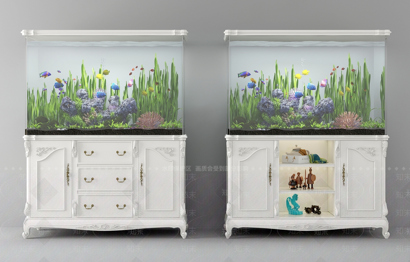 简欧欧式鱼缸3D模型下载【ID:632836799】