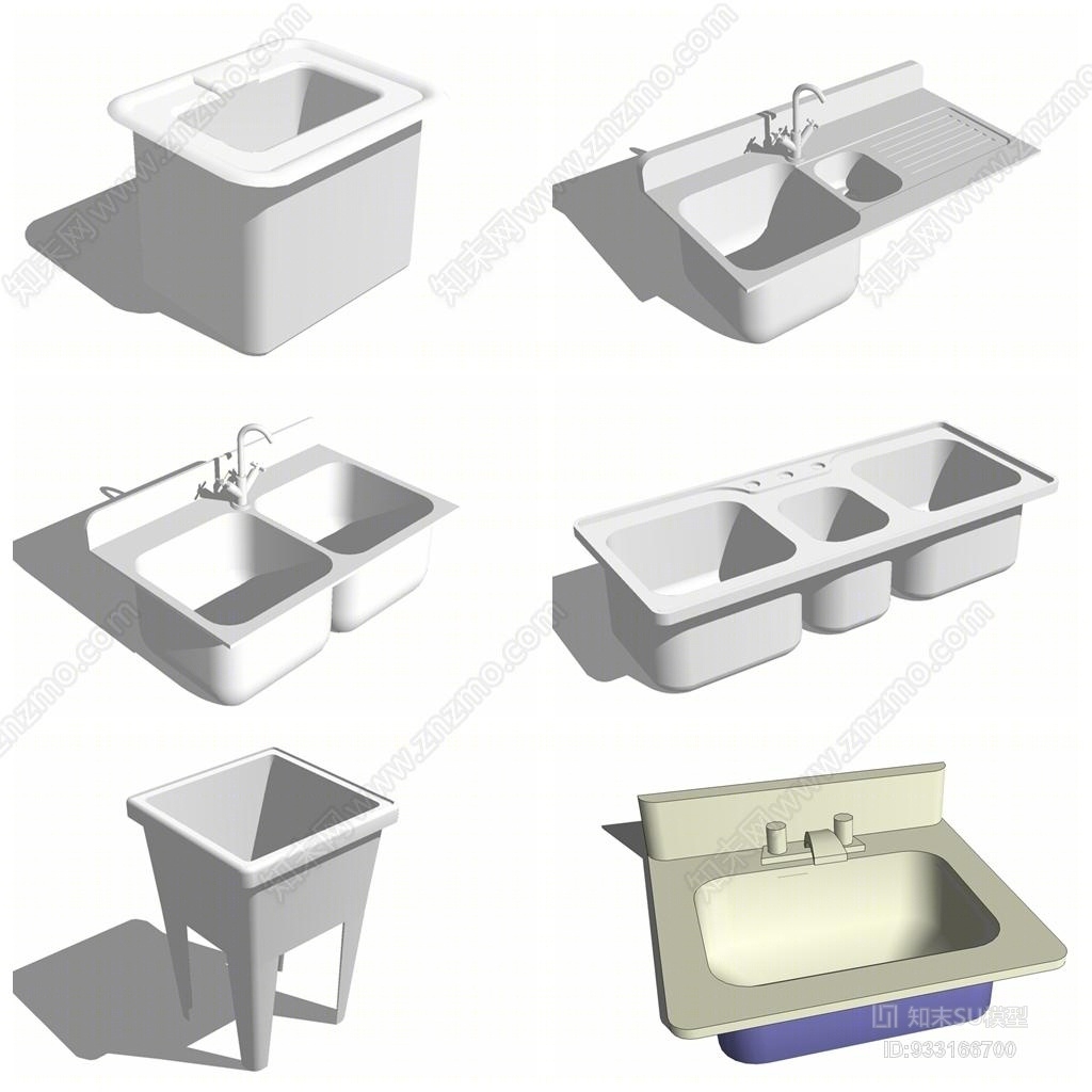 现代洗手台组合SU模型下载【ID:933166700】