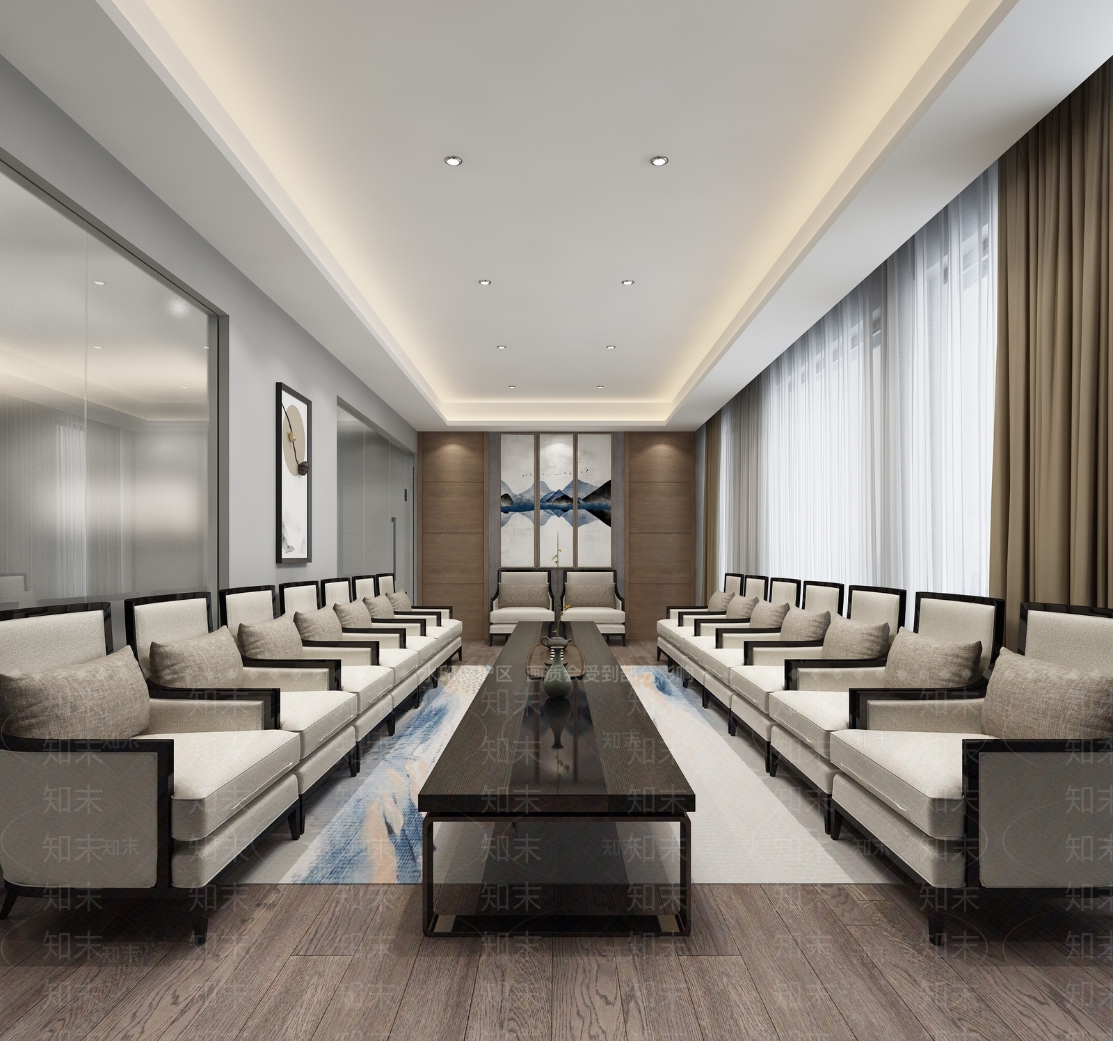 新中式接待室沙发3D模型下载【ID:832167060】