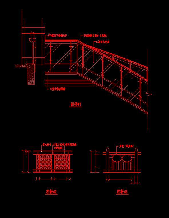 楼梯栏杆扶手CAD图库施工图下载【ID:126750830】
