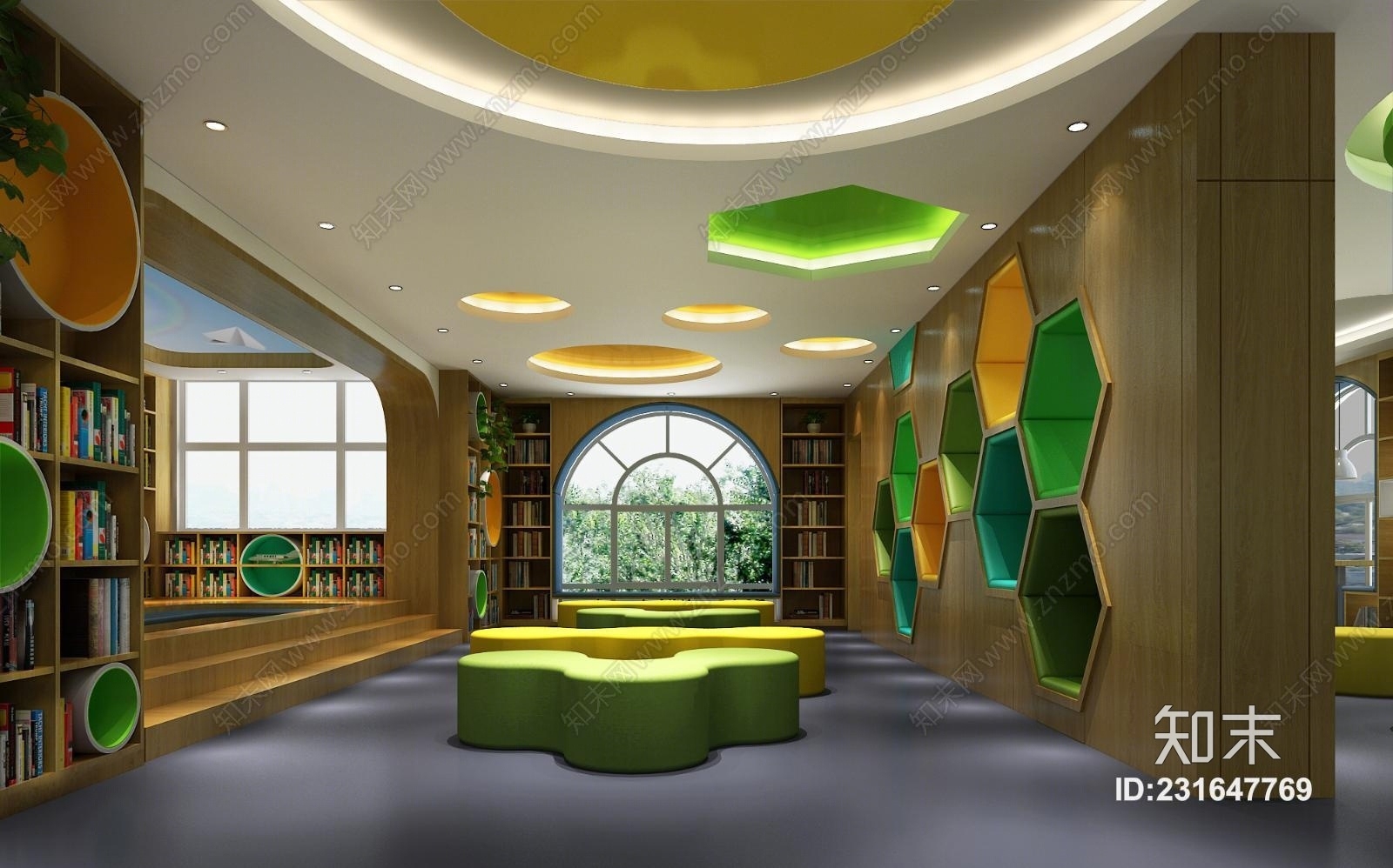 现代图书馆3D模型下载【ID:231647769】