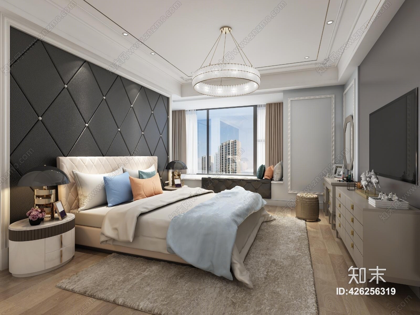 现代轻奢卧室电视柜3D模型下载【ID:426256319】