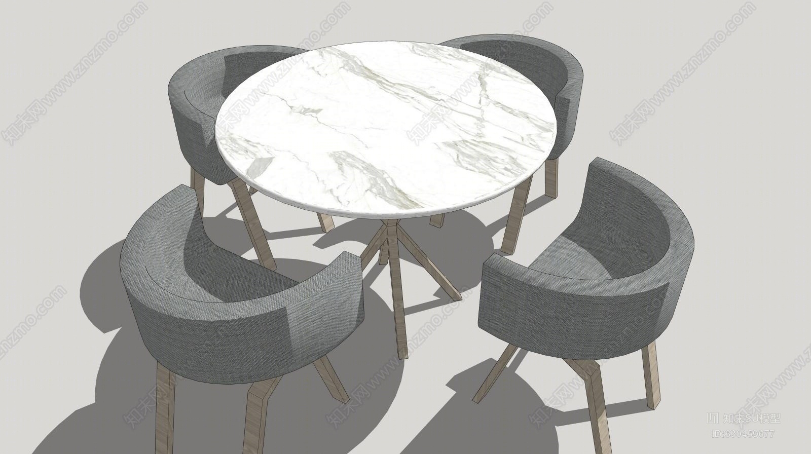 现代轻奢餐桌椅子组合SU模型下载【ID:630459677】