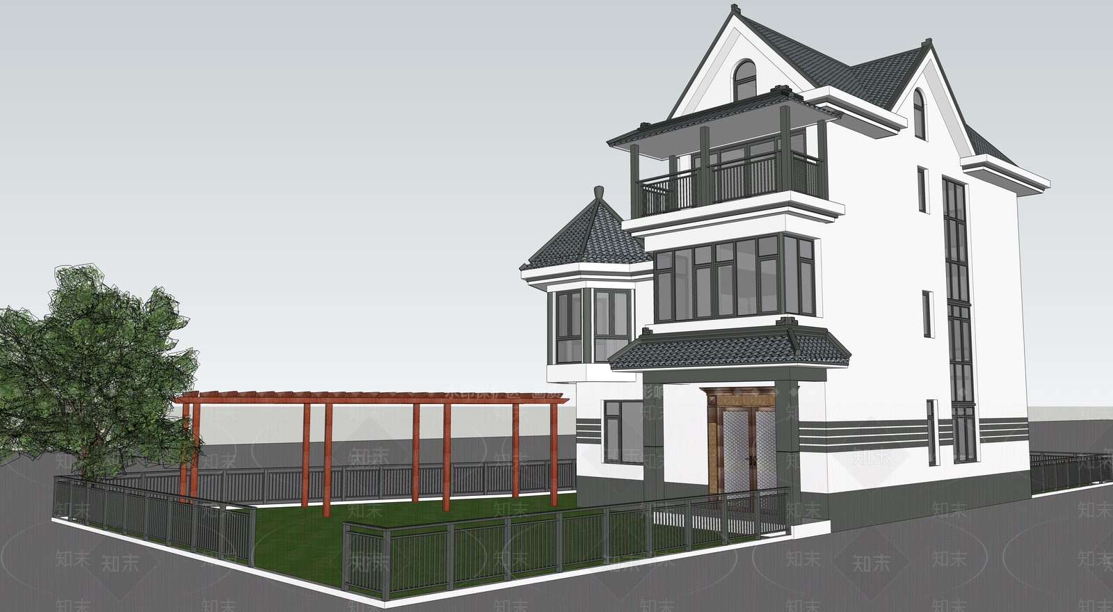 小别墅自建别墅SU模型下载【ID:632473653】