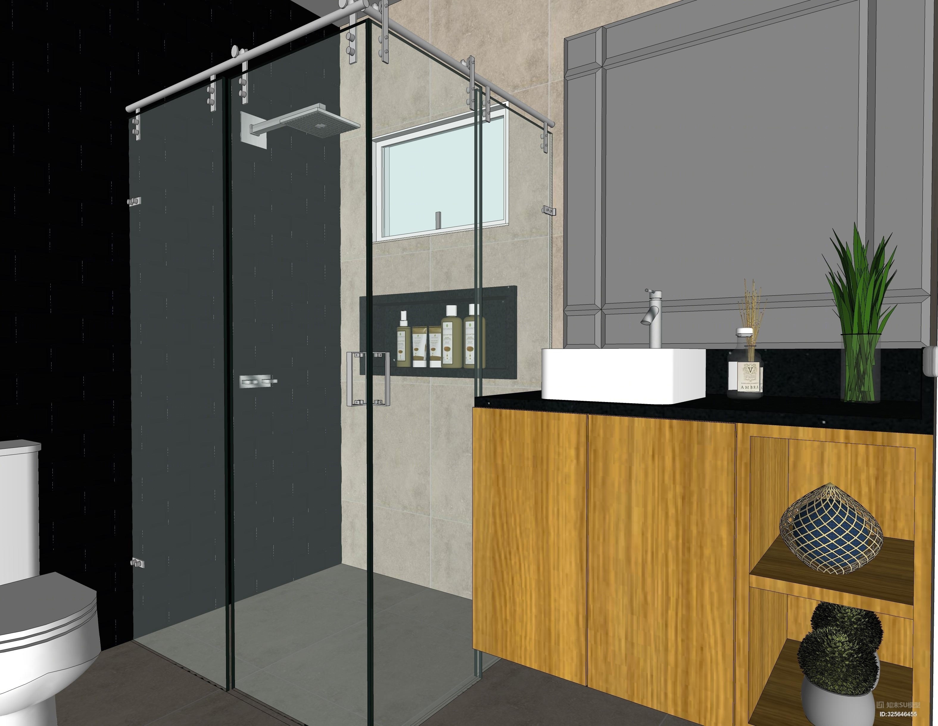 现代时尚卫生间su模型下载【id:325646455】
