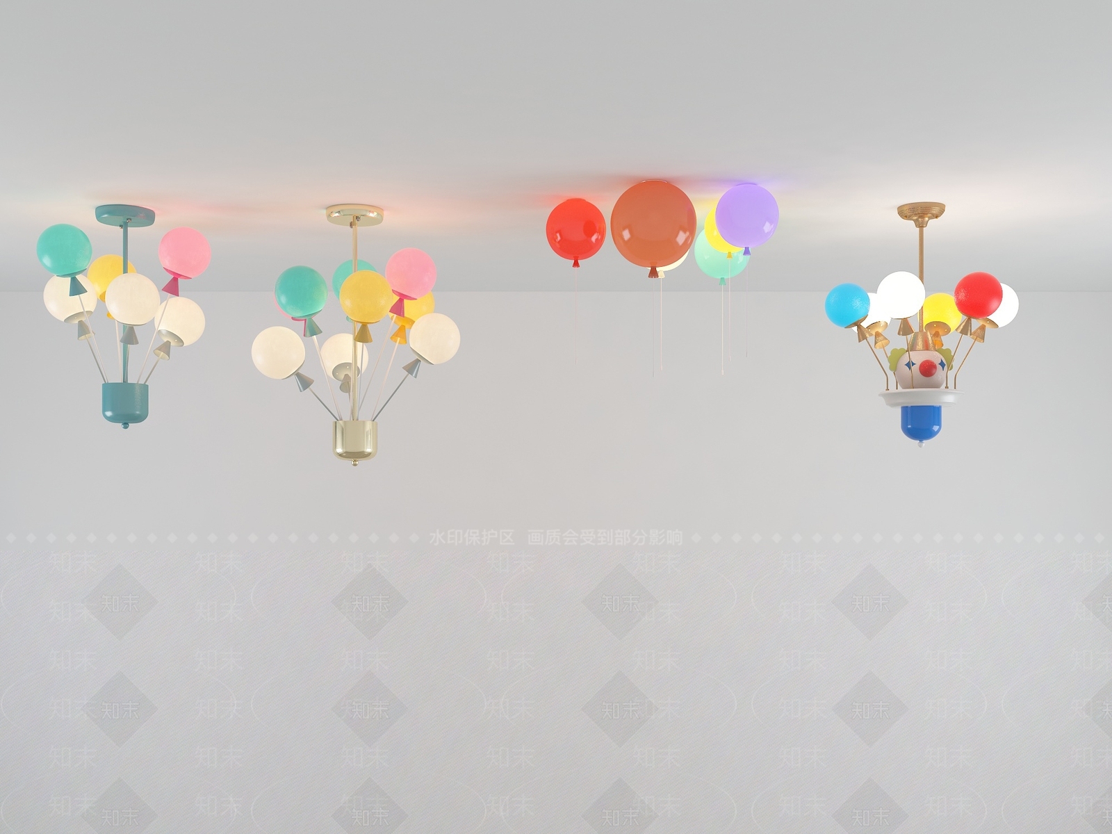 现代气球吊灯3D模型下载【ID:634766592】