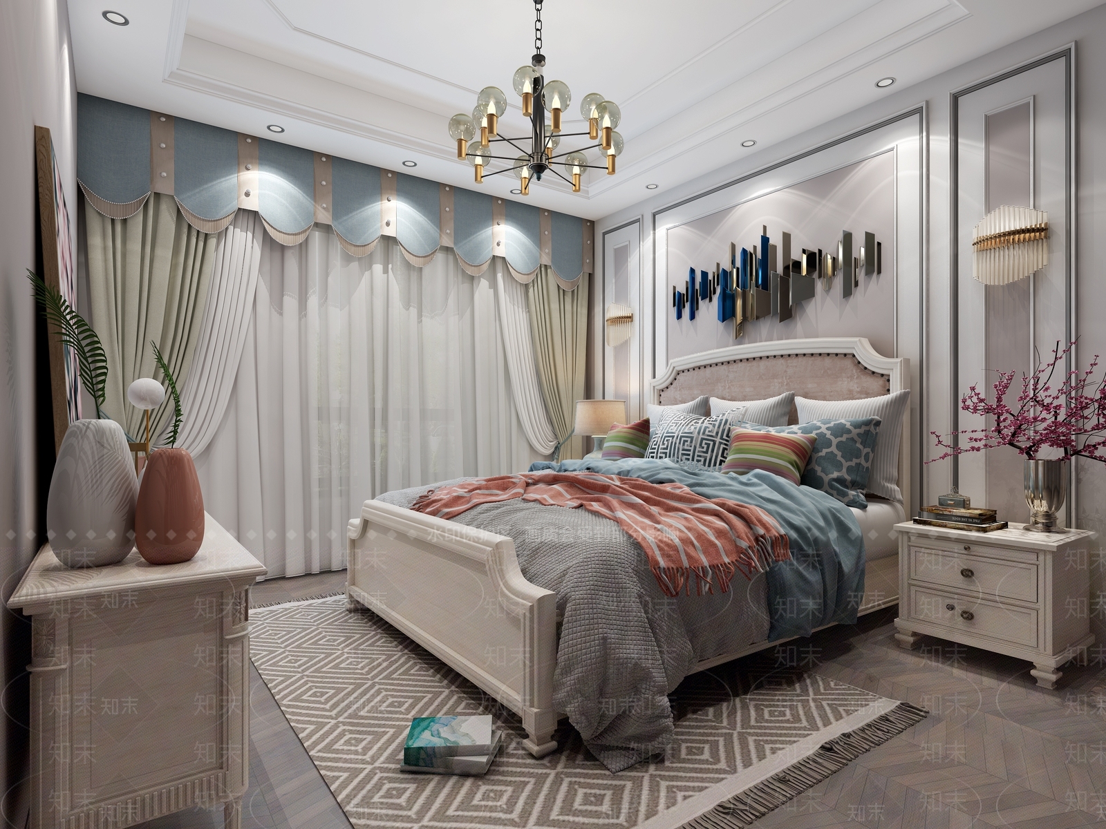 美式卧室电视柜3D模型下载【ID:433015317】