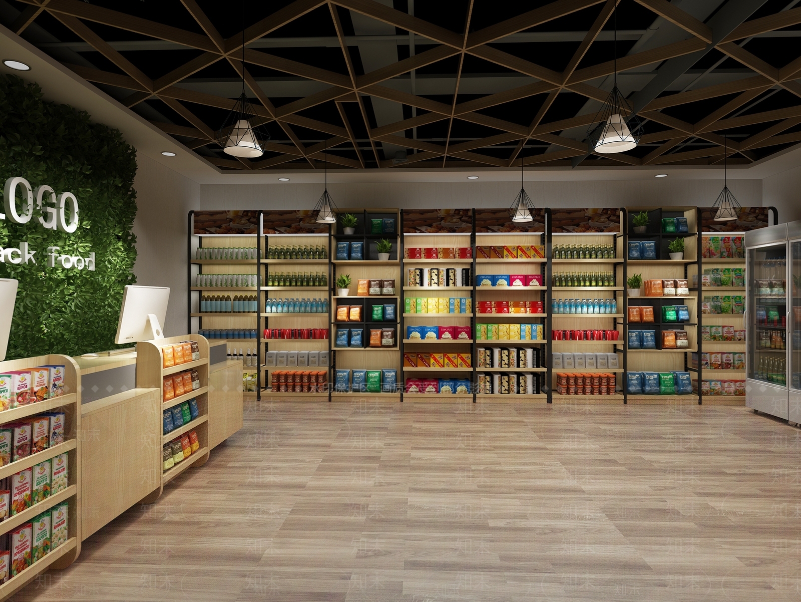 工业风小卖部超市商店冰箱零食饮料商品收银台电脑3D模型下载【ID:532210339】