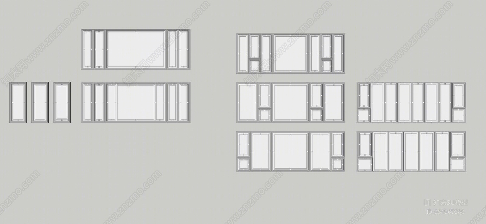 中式窗户SU模型下载【ID:931967288】