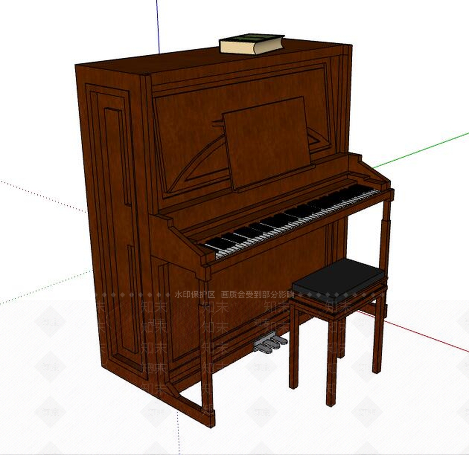 古典钢琴SU模型下载【ID:635247153】