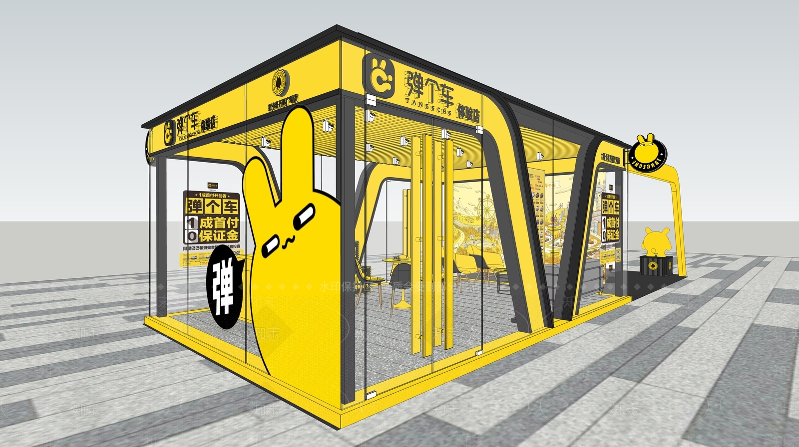 弹个车展厅SU模型下载【ID:233779566】