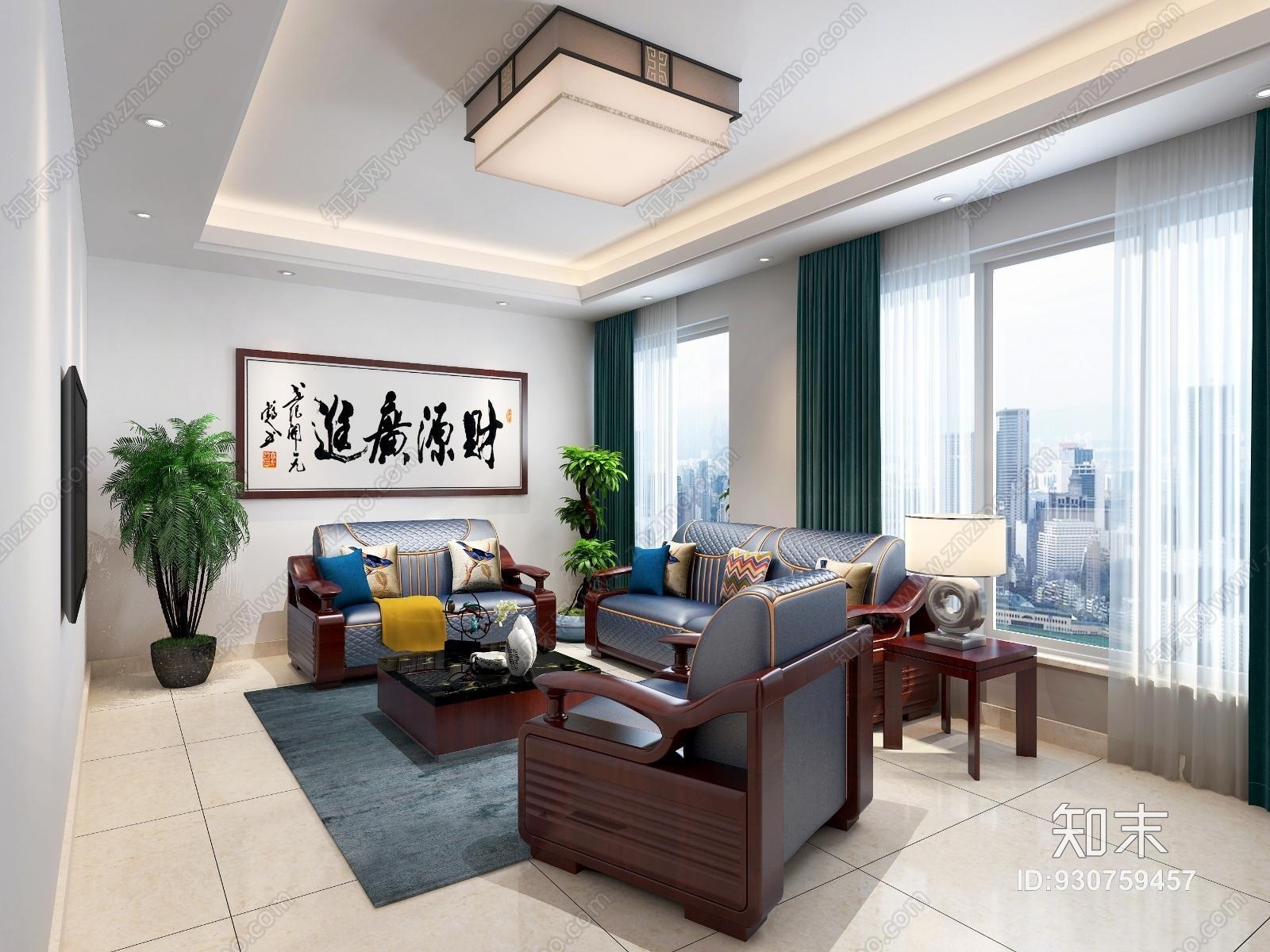 新中式接待室会客厅3D模型下载【ID:930759457】