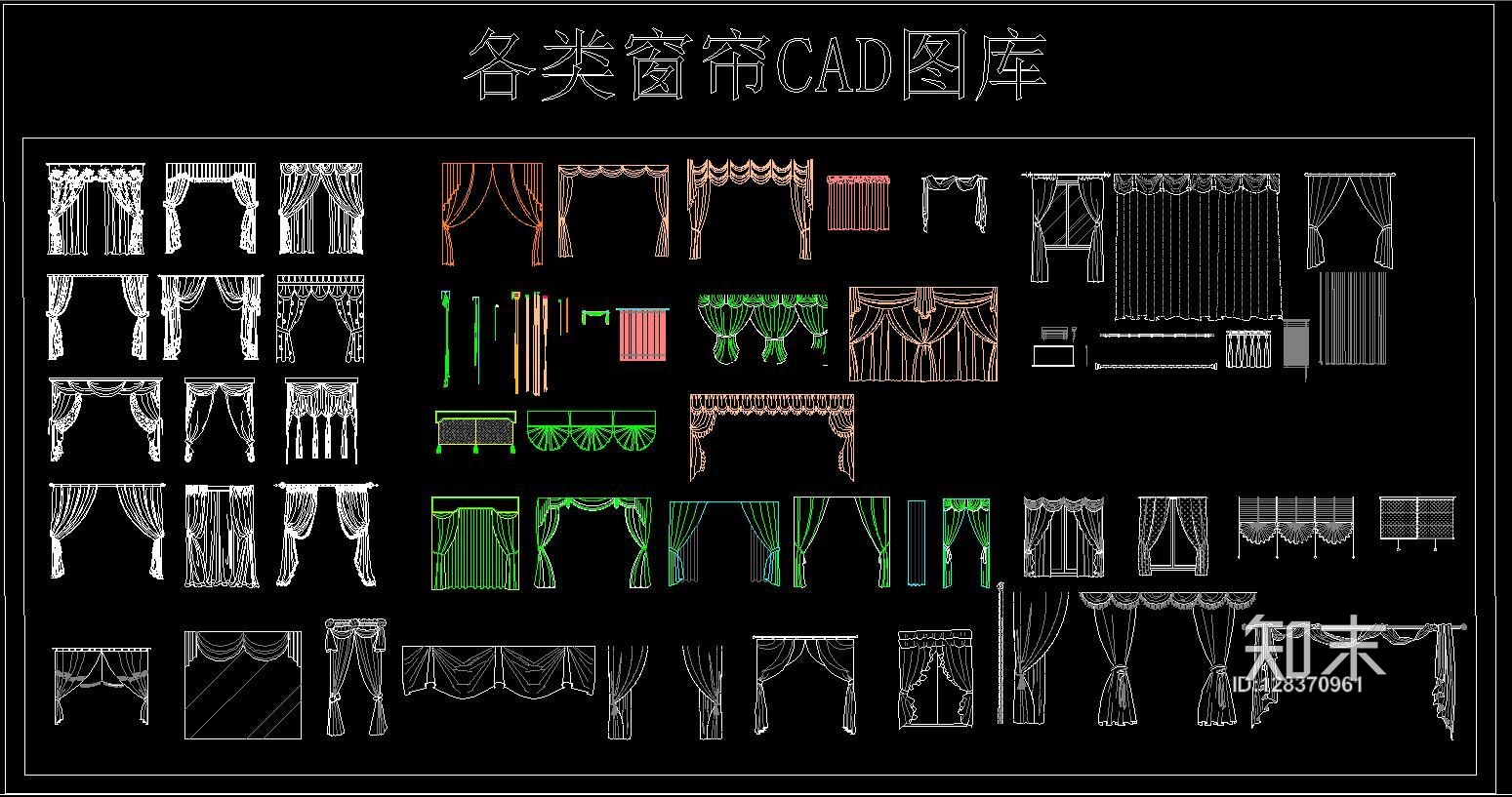 各类窗帘cad图库施工图下载