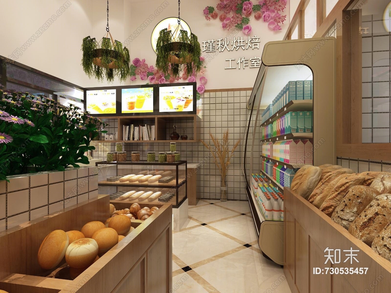 北欧面包店面包甜品店3D模型下载【ID:730535457】