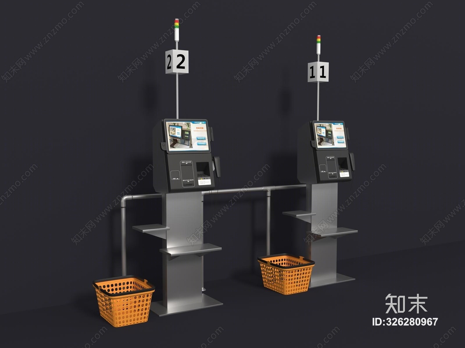 现代超市自助收银台3D模型下载【ID:326280967】